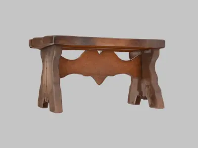 Vintage Wooden Stool 3D Model Low-poly 3D model