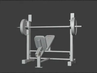 Gym machine equipment Smith machine and Incline bench 3D model