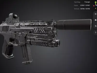 Black Machine Gun 3D model