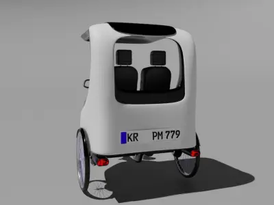 Modern black and white pedicab 3D model