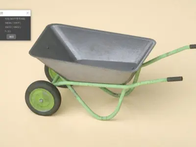 trolley wheelbarrow Low-poly 3D model