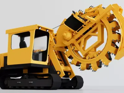 Wheel Trencher Heavy Machinery Construction Vehicle Low-poly 3D model