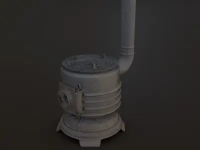 Old Japanese Stove Low-poly 3D model