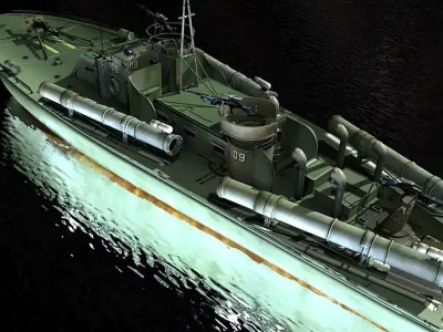 PT-109 military boat in water 3D model