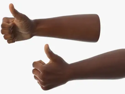 Black Male Arm Pair with Thumbs Up Gesture 3D model