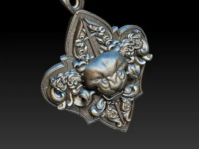  Pendant Panther  and  cherub 3D model