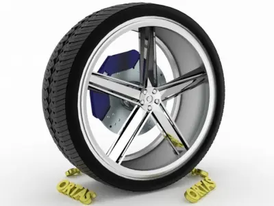 ORTAS CAR WHEEL RIM 89 GAME READY WHEEL RIM TIRE 3D model