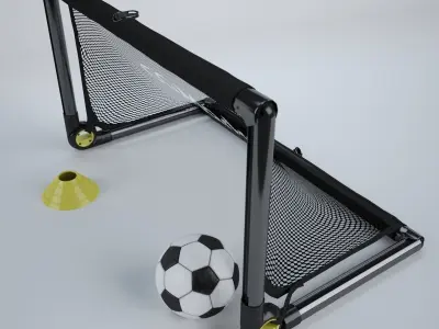 Portable Soccer Goal and Soccer Ball with Training Cone 3D print model