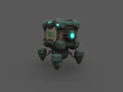 3D Cyberpunk Cargo Drone Crate  GameReady Low Poly Model Low-poly 3D model