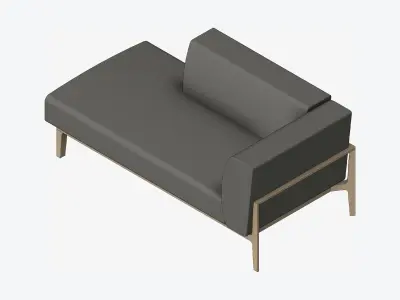 Furniture - Sofa - Contemporary - Oak - Chaise - Left Low-poly 3D model