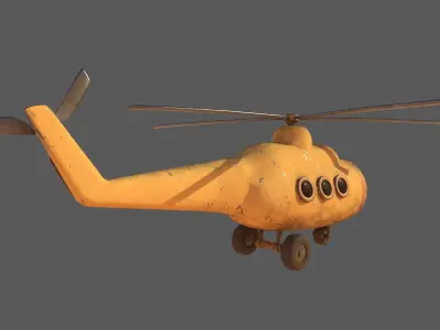 Stylized Cartoony Helicopter - 2 color schemes Low-poly 3D model