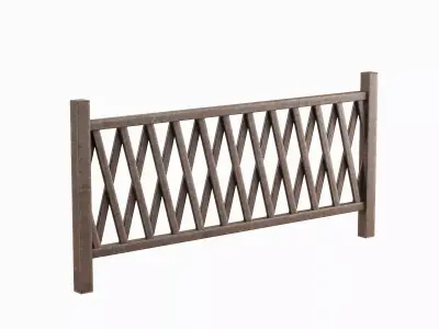 Wooden Fence C 01 Low-poly 3D model