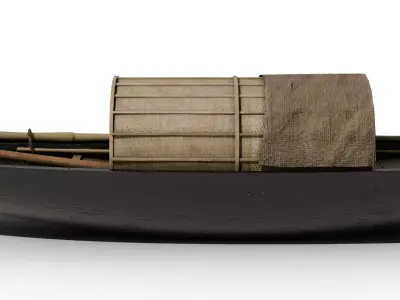 Small wooden boat 3D model