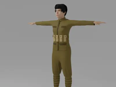 WWI Soldier Man Low-poly 3D model