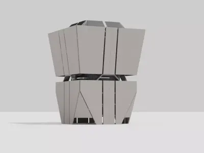 Brutalist Industrial Building 17 Low-poly 3D model