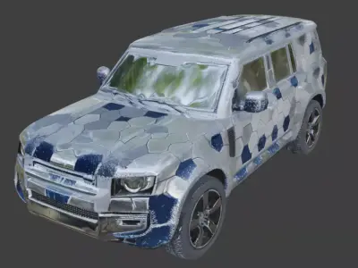 Realistic Sci-Fi Arctic Hex-Camo SUV Low-poly 3D model