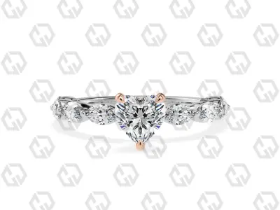 Ring 174 Heart Shape marquise on shanks with Gems 3D print model