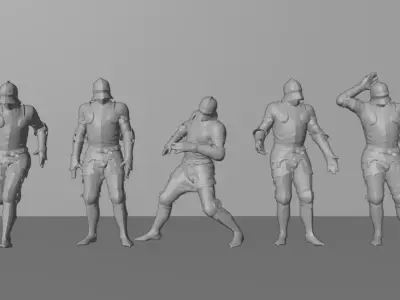 Medieval Knights in Full Armor 3D model