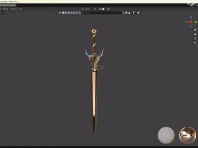 Bronze Long Sword Low-poly 3D model