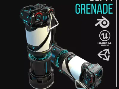 Game ready Grenade prop Low-poly 3D model Low-poly 3D model