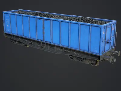 Railway Cargo Wagon Low-poly 3D model