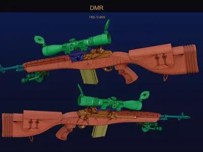 M14 DMR Rifle Low-poly 3D model