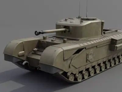 Churchill MK VII Infantry Support Heavy Tank Low-poly 3D model