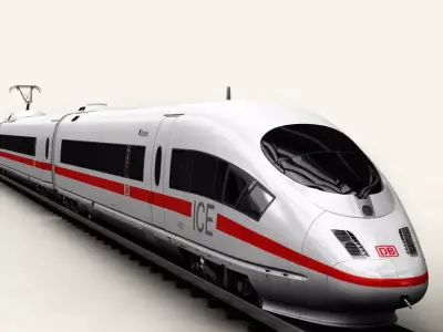 ICE 3 high speed train on tracks 3D model