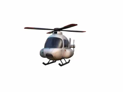 Square Crop Of Helicopter Flying In Sky 3d Render 3D model