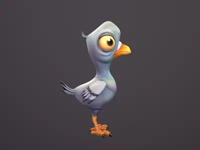 Bird Pigeon Low Poly Stylized Handpaint Low-poly 3D model