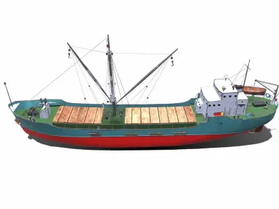Coastal Supply Vessel Low-poly PBR Low-poly 3D model