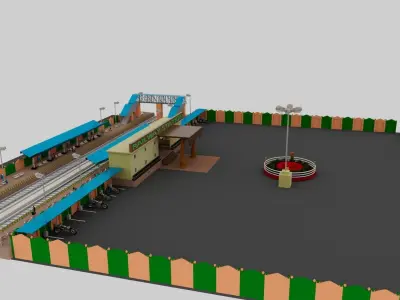 Indian Railway Station Low-poly 3D model