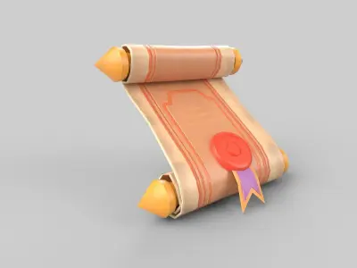 Stylized scroll Low-poly 3D model