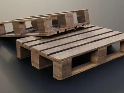 Pallet three wooden pallets Low-poly 3D model purchase