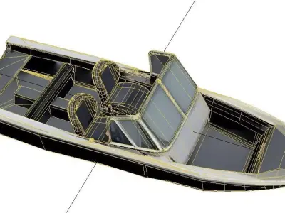 Flat Deck Utility Bass Boat Low Poly Fishing Boat Low-poly 3D model