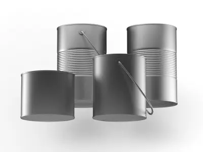4 Painting Cans Collection 3D model