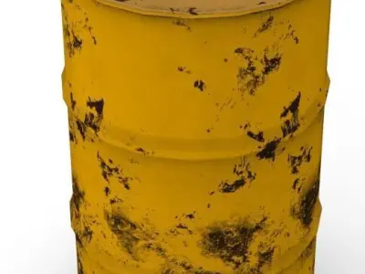 Yellow rusted barrel  Low-poly 3D model