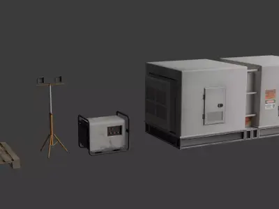 Construction and Industrial Props Pack Optimized GameReady Low-poly 3D model