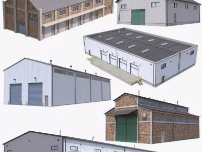 Industrial Buildings Collection PBR 3D Model Pack