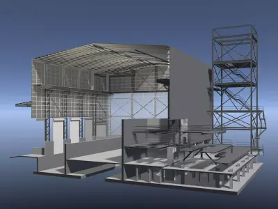 Industrial building in section cut 25i31 3D model