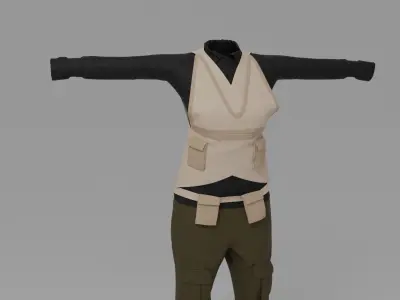 WW1 Fighter Pilot Woman Uniform Low-poly 3D model