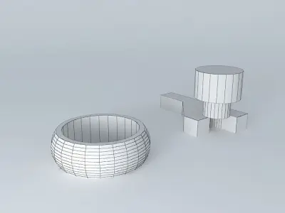 curtain rod end cap pipe holder and tie 3D model