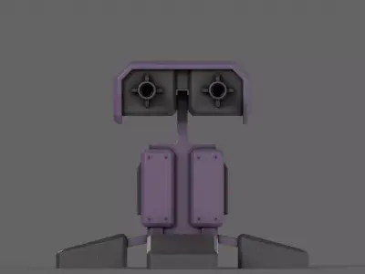 PBR Turret Gun 05 Purple Low-poly 3D model