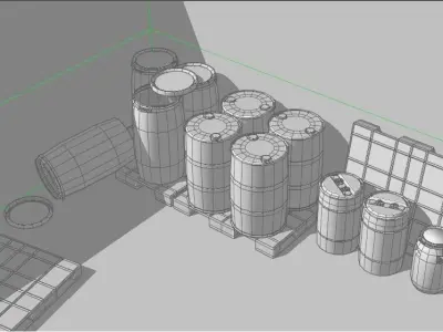 Industrial Plastic barrels Low-poly 3D model