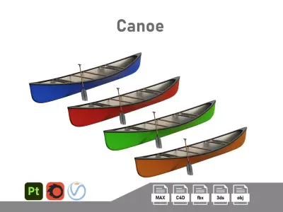 Canoe  Low-poly 3D model