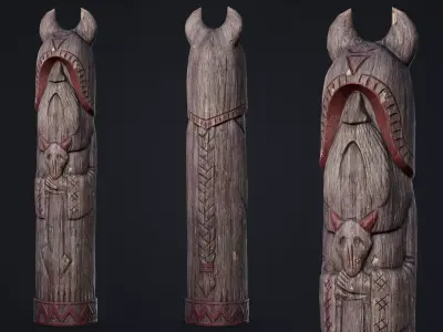 Wooden Totem 8 Low-poly 3D model