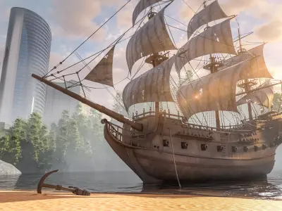 pirates ship scene 3D model