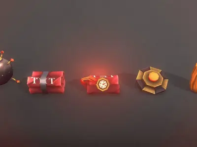 Explosives Set items in explosive 3D model