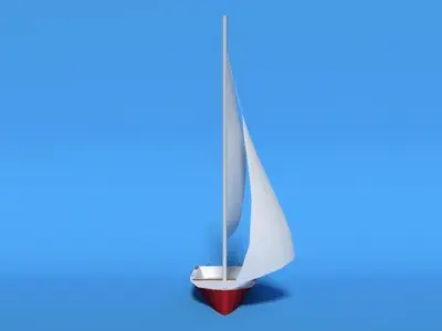 Low Poly Cartoon Javelin Dinghy Sailboat Low-poly 3D model