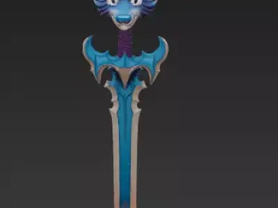 Wolf Head Sword-Stylized Fantasy 3D Model for Print-CGI 3D model